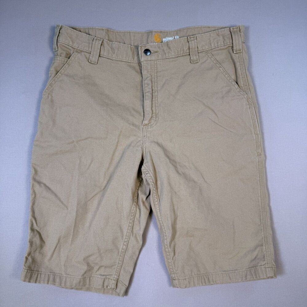 Carhartt Men’s Original Fit Khaki Canvas Carpenter  Shorts 36” Waist 12” Inseam